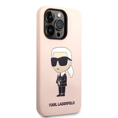Pouzdro MagSafe pro Apple iPhone 14 Pro, Karl Lagerfeld, Silicone Ikonik Karl, Růžová