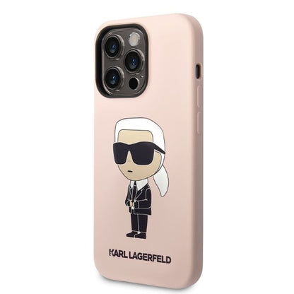 Pouzdro MagSafe pro Apple iPhone 14 Pro, Karl Lagerfeld, Silicone Ikonik Karl, Růžová