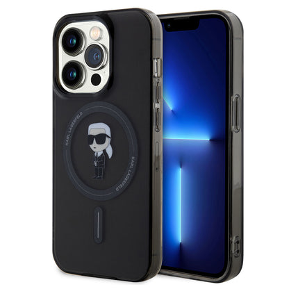 Pouzdro MagSafe pro Apple iPhone 14 Pro Max, Karl Lagerfeld, IML Ikonik Karl, Černá