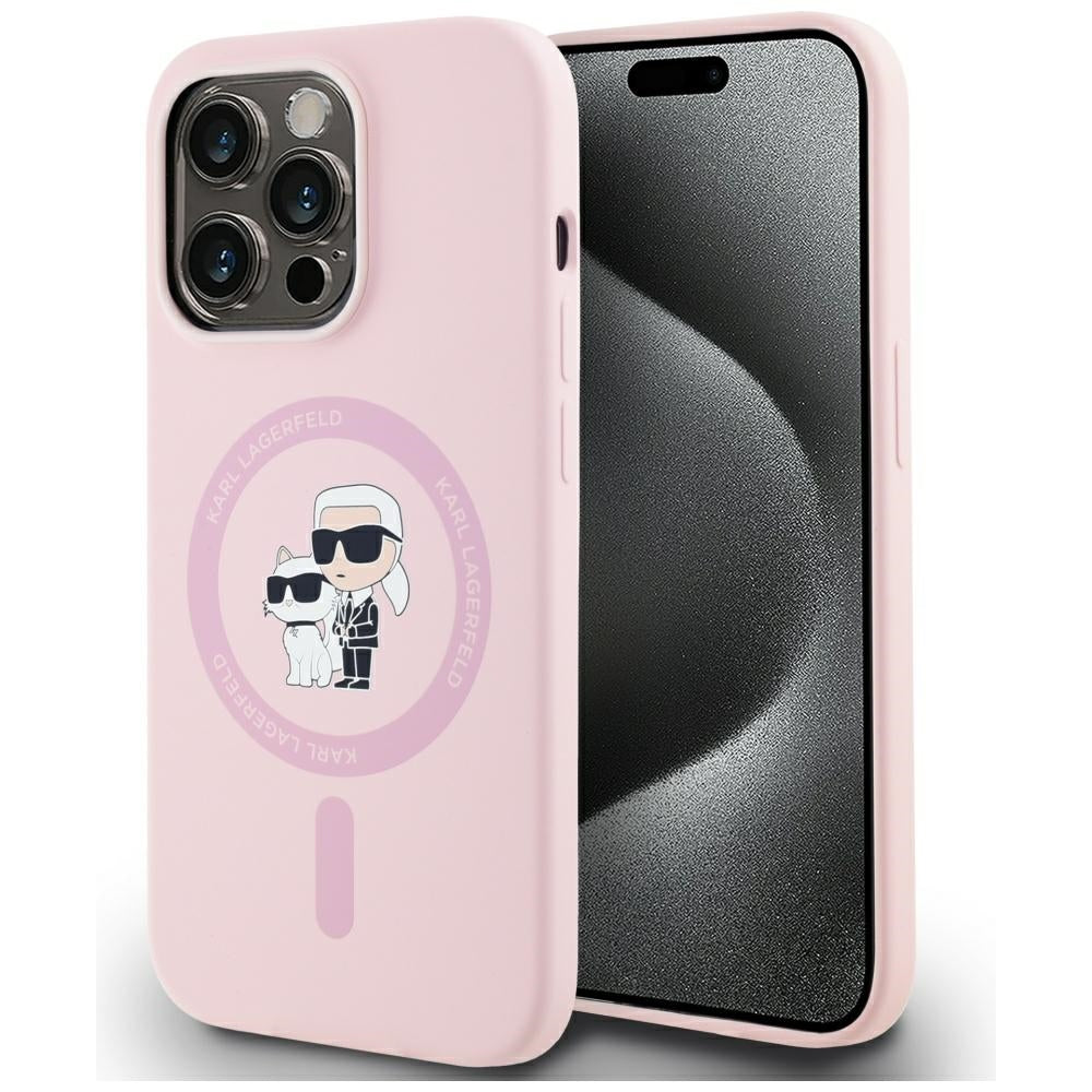 MagSafe Case for Apple iPhone 14 Pro Max, Karl Lagerfeld, Karl & Choupette Silicone, Pink