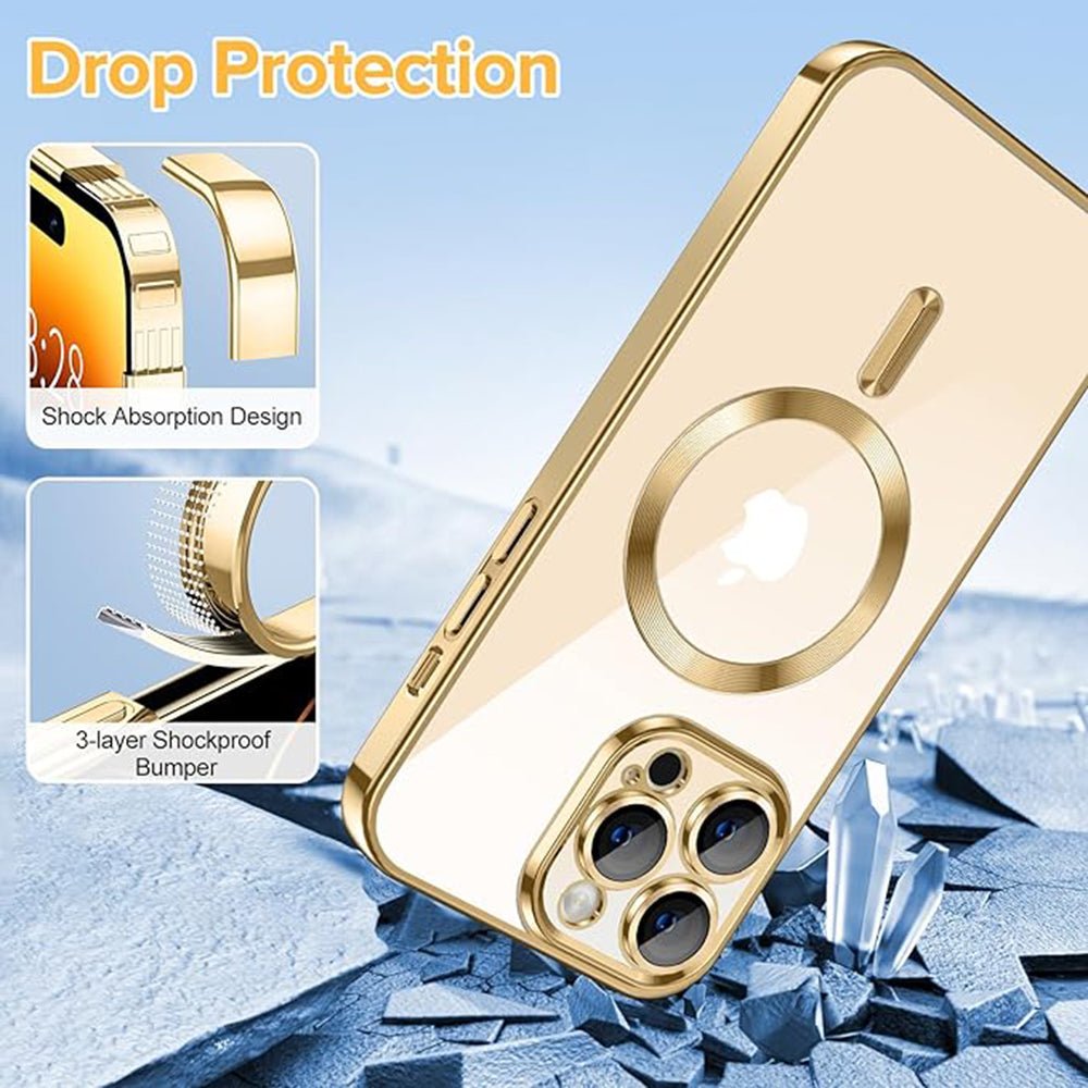 MagSafe pouzdro pro Apple iPhone 14 Pro Max, Techsuit, Luxury Crystal, Zlaté