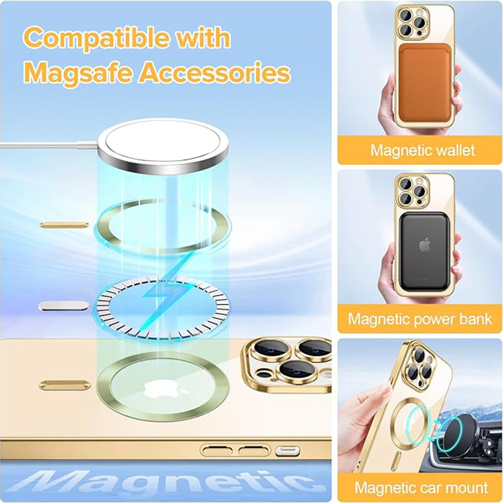 MagSafe pouzdro pro Apple iPhone 14 Pro Max, Techsuit, Luxury Crystal, Zlaté