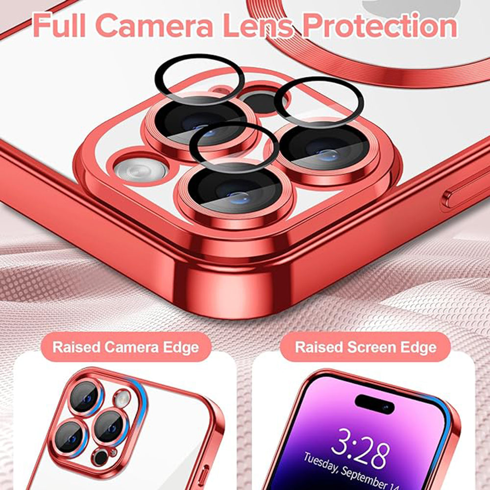 MagSafe pouzdro pro Apple iPhone 14 Pro Max, Techsuit, Luxury Crystal, Červené
