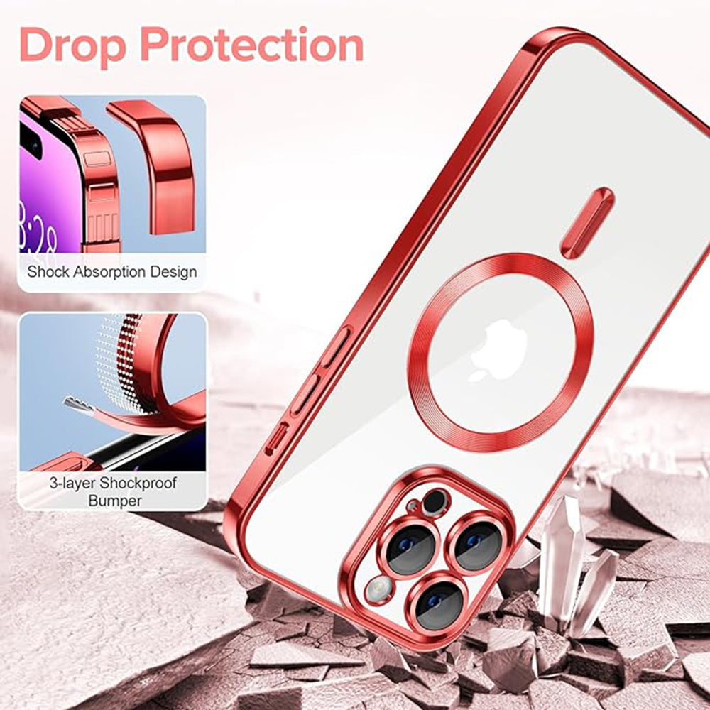 MagSafe pouzdro pro Apple iPhone 14 Pro Max, Techsuit, Luxury Crystal, Červené
