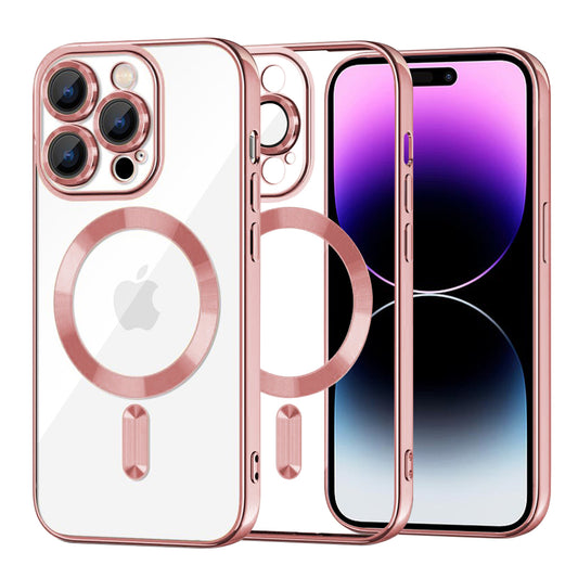MagSafe pouzdro pro Apple iPhone 14 Pro Max, Techsuit, Luxury Crystal, Růžové