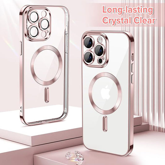MagSafe pouzdro pro Apple iPhone 14 Pro Max, Techsuit, Luxury Crystal, Růžové