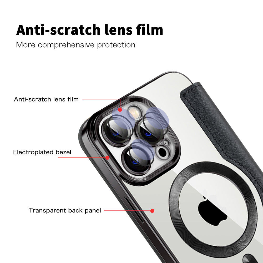 MagSafe Case for Apple iPhone 14 Pro Max, Techsuit, SmartMag Book, Black