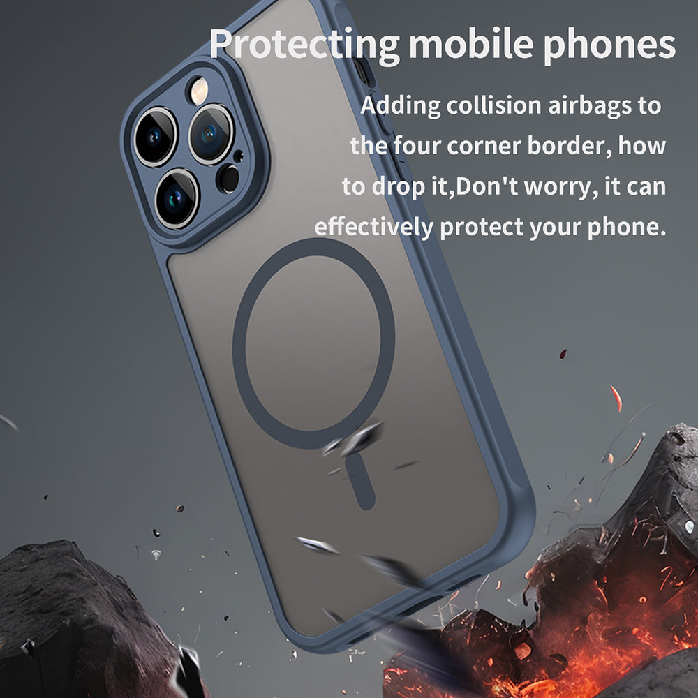 MagSafe pouzdro pro Apple iPhone 14 Pro, Techsuit, HaloFrost II, Tmavě modrá