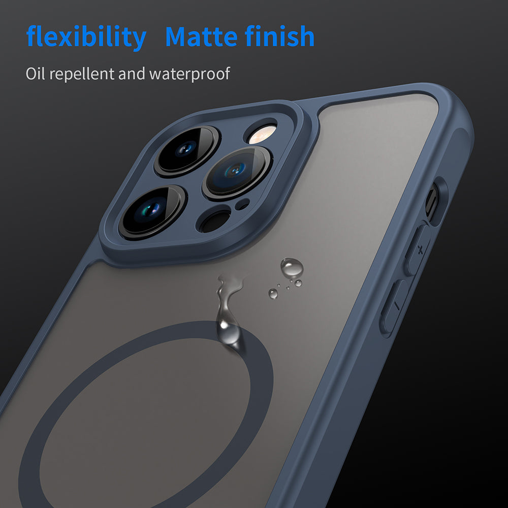 MagSafe pouzdro pro Apple iPhone 14 Pro, Techsuit, HaloFrost II, Tmavě modrá