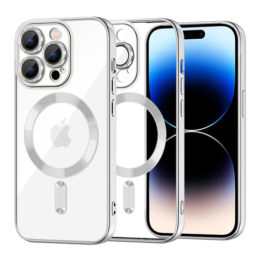 MagSafe pouzdro pro Apple iPhone 14 Pro, Techsuit, Luxury Crystal, Stříbrné