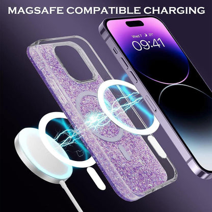MagSafe pouzdro pro Apple iPhone 14 Pro, Techsuit, Třpytivý třpyt, Modrá