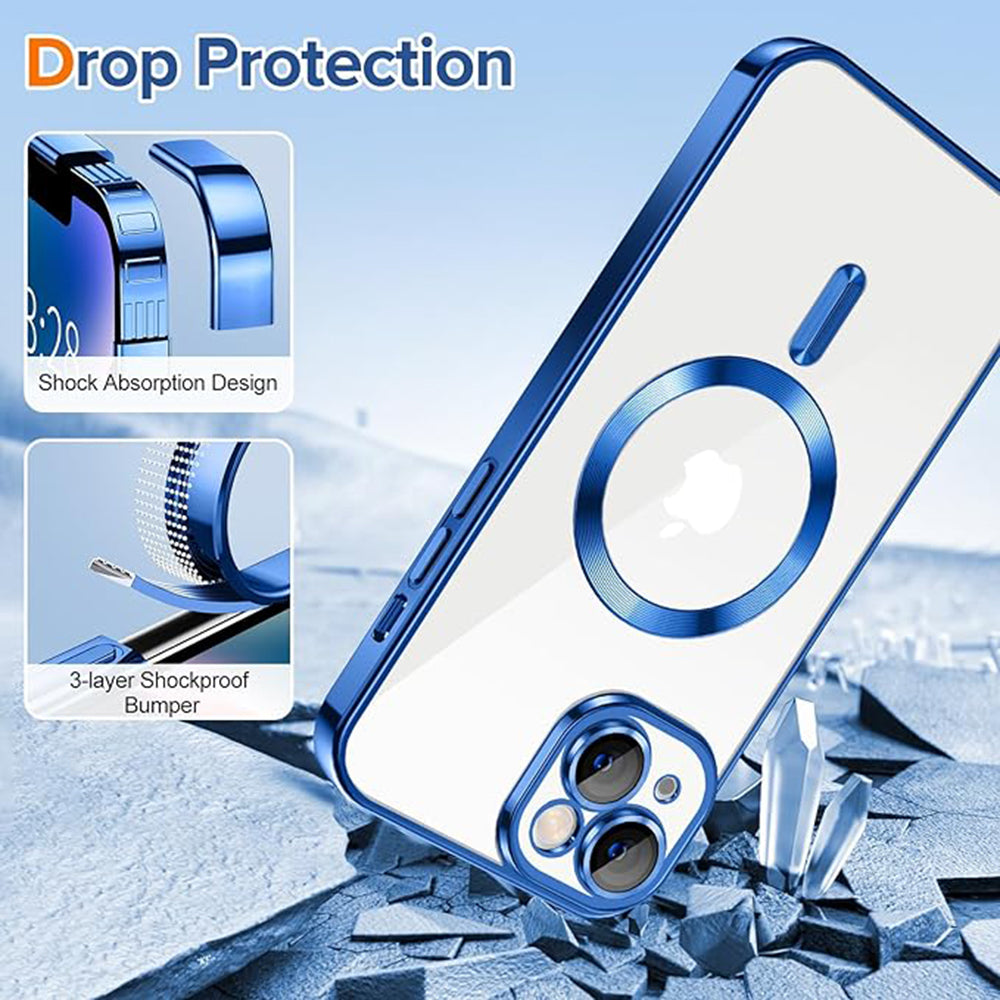 MagSafe Case for Apple iPhone 14, Techsuit, Luxury Crystal, Dark Blue