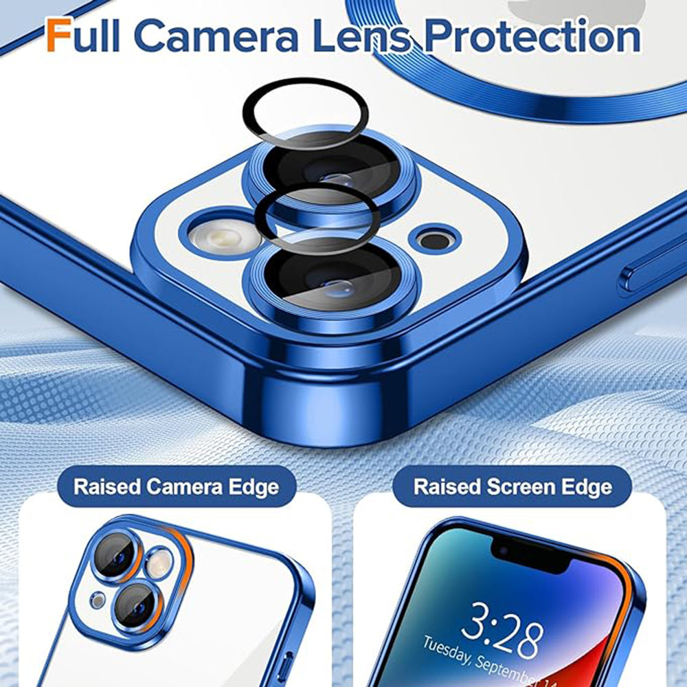 MagSafe Case for Apple iPhone 14, Techsuit, Luxury Crystal, Dark Blue