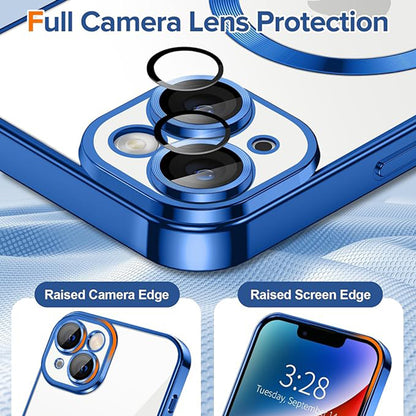 MagSafe Case for Apple iPhone 14, Techsuit, Luxury Crystal, Dark Blue