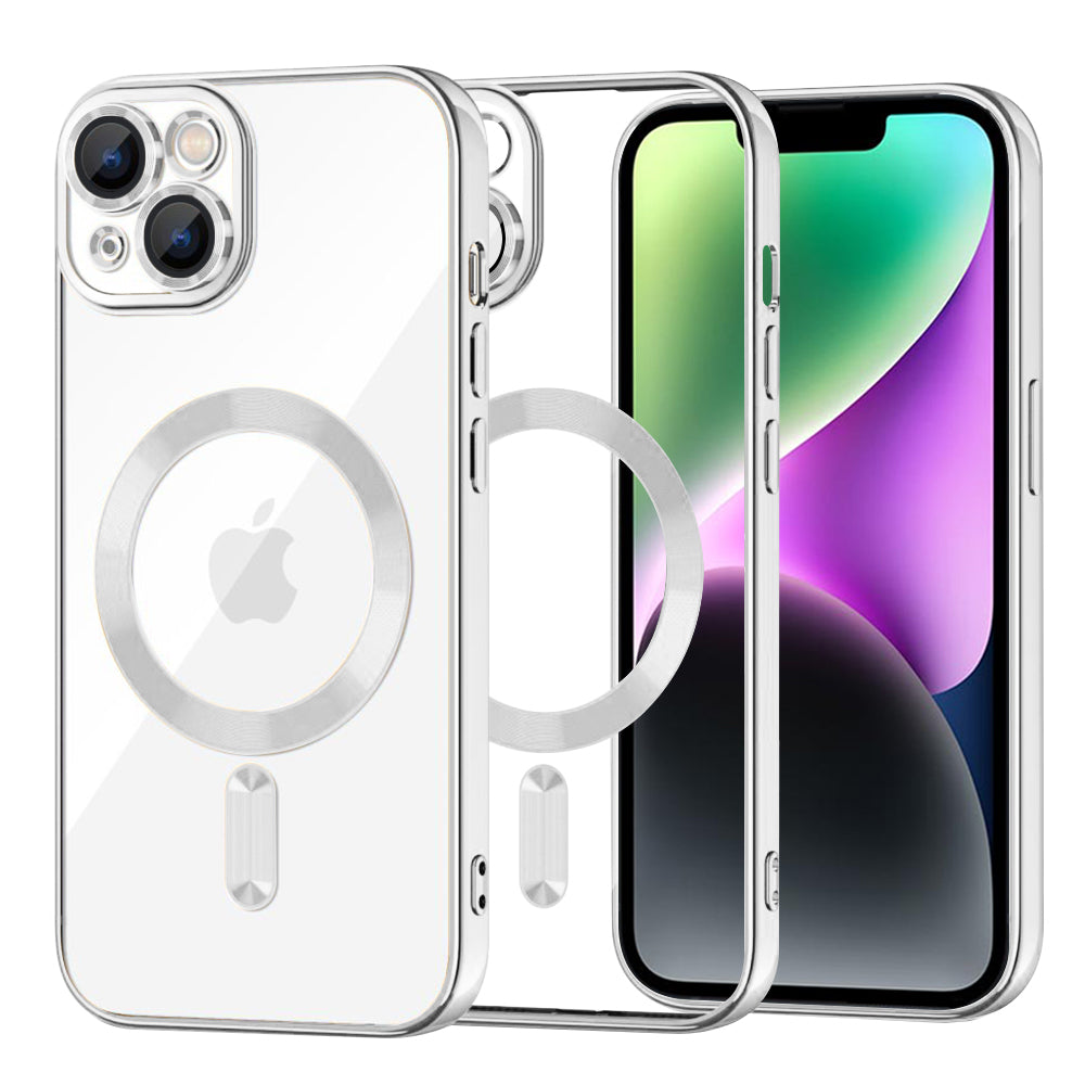 MagSafe pouzdro pro Apple iPhone 14, Techsuit, Luxury Crystal, Stříbrné