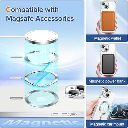 MagSafe pouzdro pro Apple iPhone 14, Techsuit, Luxury Crystal, Stříbrné