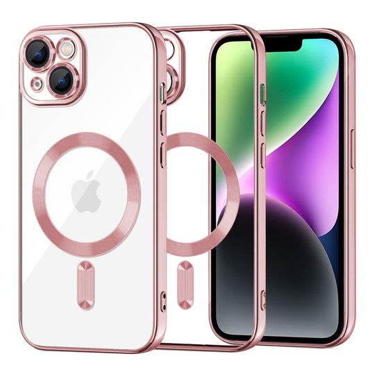 MagSafe pouzdro pro Apple iPhone 14, Techsuit, Luxury Crystal, Růžové