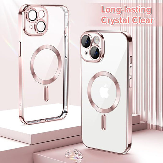 MagSafe pouzdro pro Apple iPhone 14, Techsuit, Luxury Crystal, Růžové