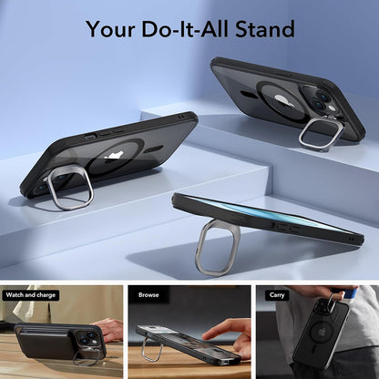 MagSafe pouzdro pro Apple iPhone 15, ESR, Classic Hybrid Kickstand, Černá průhledná