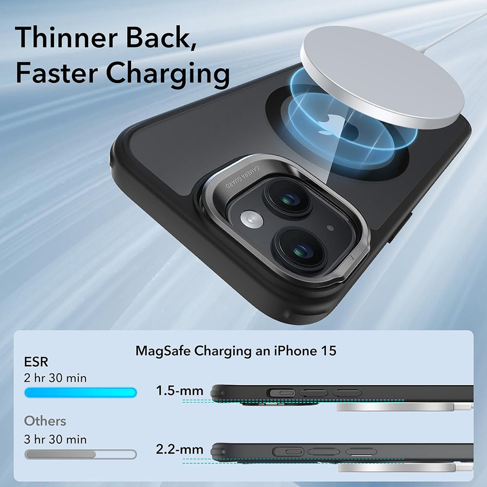 MagSafe pouzdro pro Apple iPhone 15, ESR, Classic Hybrid Kickstand, Černá průhledná