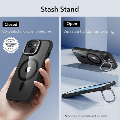 MagSafe pouzdro pro Apple iPhone 15, ESR, Classic Hybrid Kickstand, Černá průhledná