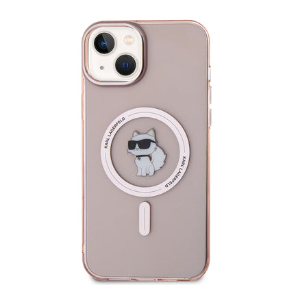 Pouzdro MagSafe pro Apple iPhone 15 Plus / 14 Plus, Karl Lagerfeld, IML Choupette, Růžová