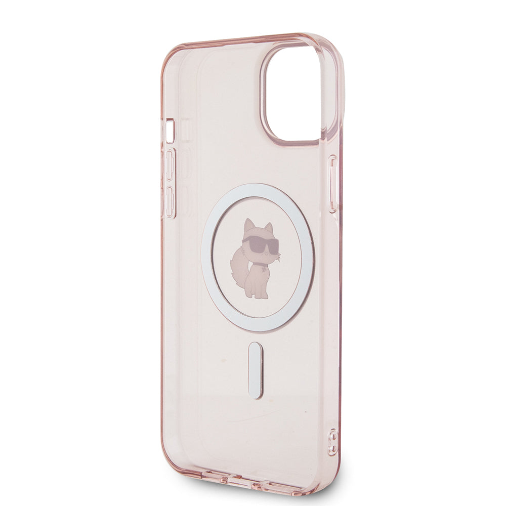 Pouzdro MagSafe pro Apple iPhone 15 Plus / 14 Plus, Karl Lagerfeld, IML Choupette, Růžová