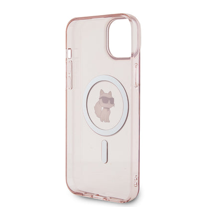 Pouzdro MagSafe pro Apple iPhone 15 Plus / 14 Plus, Karl Lagerfeld, IML Choupette, Růžová