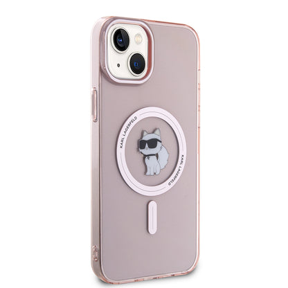 Pouzdro MagSafe pro Apple iPhone 15 Plus / 14 Plus, Karl Lagerfeld, IML Choupette, Růžová