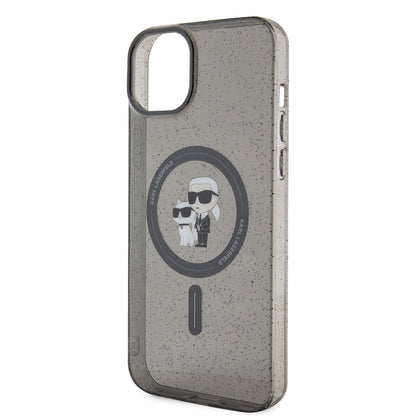 Pouzdro MagSafe pro Apple iPhone 15 Plus, Karl Lagerfeld, Glitter, Černá