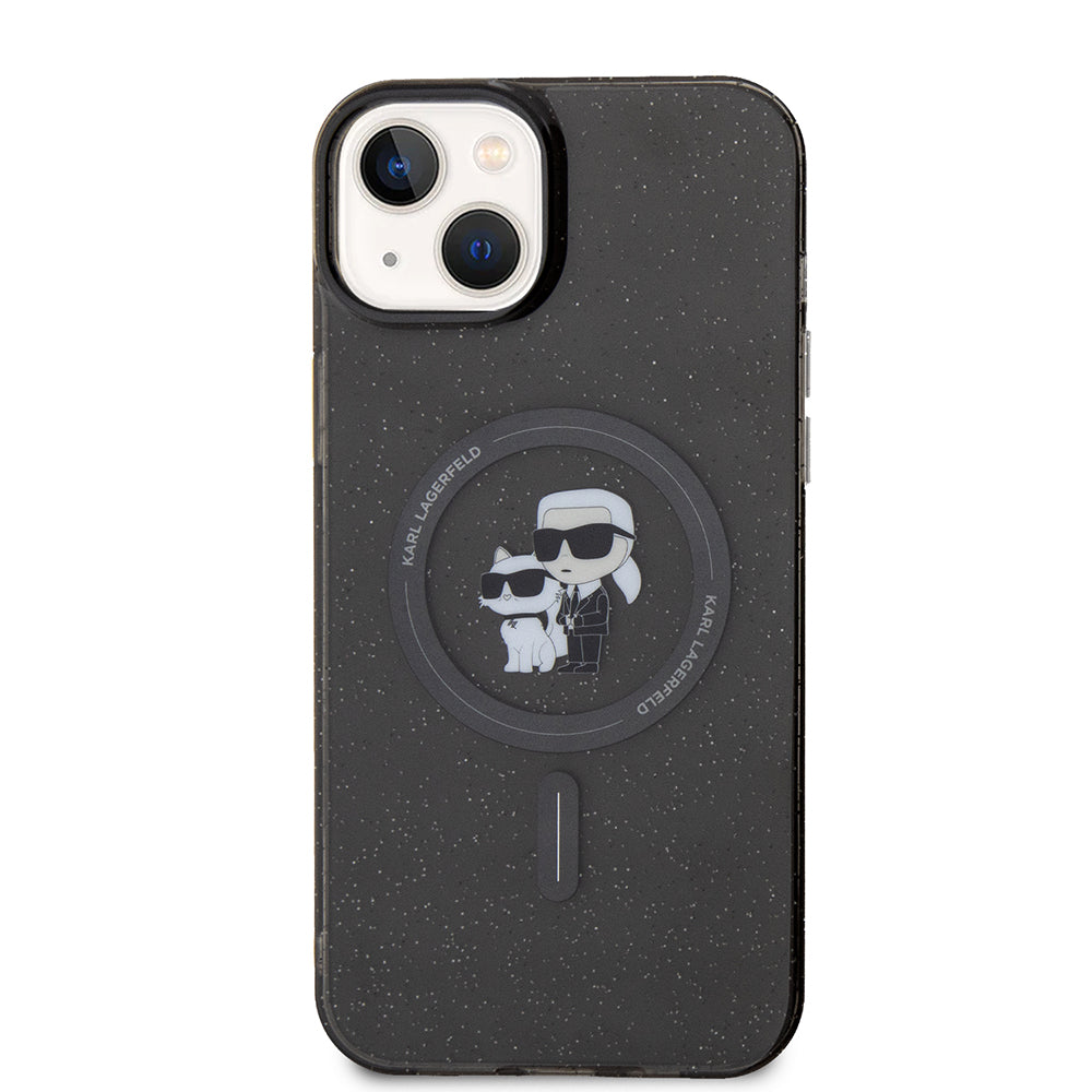 Pouzdro MagSafe pro Apple iPhone 15 Plus, Karl Lagerfeld, Glitter, Černá