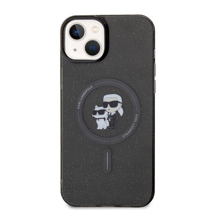 Pouzdro MagSafe pro Apple iPhone 15 Plus, Karl Lagerfeld, Glitter, Černá