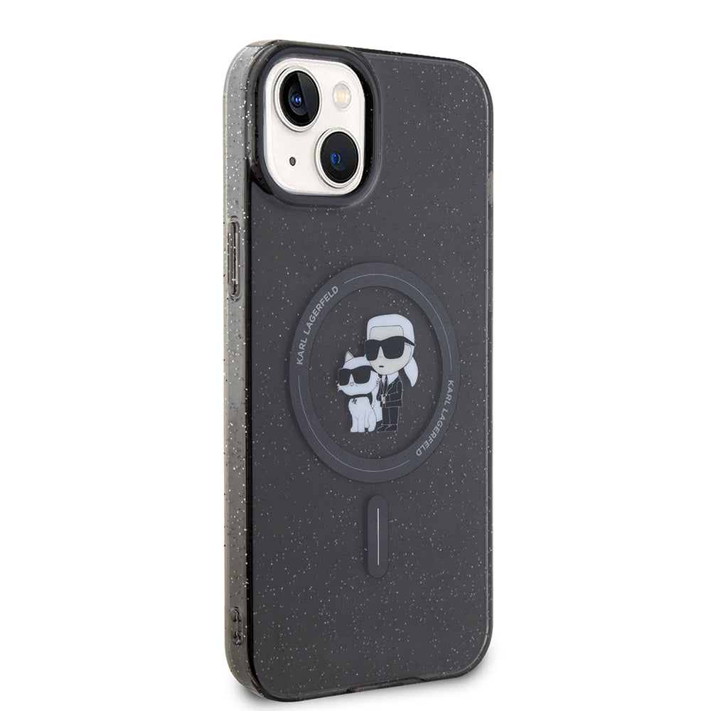 Pouzdro MagSafe pro Apple iPhone 15 Plus, Karl Lagerfeld, Glitter, Černá