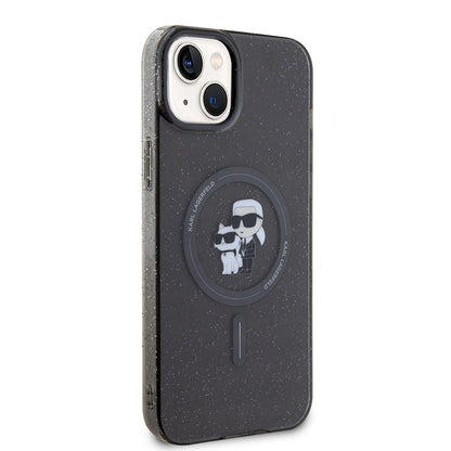 Pouzdro MagSafe pro Apple iPhone 15 Plus, Karl Lagerfeld, Glitter, Černá