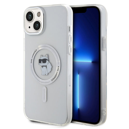 Pouzdro MagSafe pro Apple iPhone 15 Plus / 14 Plus, Karl Lagerfeld, IML Choupette, Průhledné