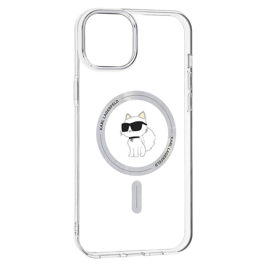 Pouzdro MagSafe pro Apple iPhone 15 Plus / 14 Plus, Karl Lagerfeld, IML Choupette, Průhledné