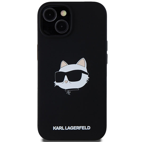 Pouzdro MagSafe pro Apple iPhone 15 Plus, Karl Lagerfeld, Silicone Choupette's Head, Černá