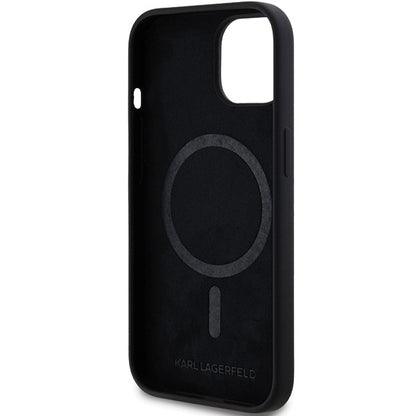 Pouzdro MagSafe pro Apple iPhone 15 Plus, Karl Lagerfeld, Silicone Choupette's Head, Černá