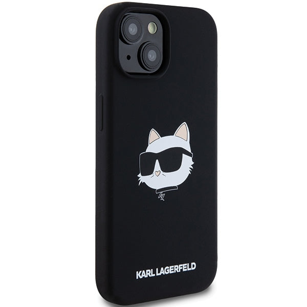 Pouzdro MagSafe pro Apple iPhone 15 Plus, Karl Lagerfeld, Silicone Choupette's Head, Černá