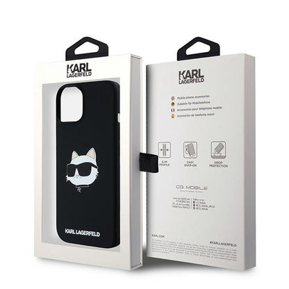 Pouzdro MagSafe pro Apple iPhone 15 Plus, Karl Lagerfeld, Silicone Choupette's Head, Černá