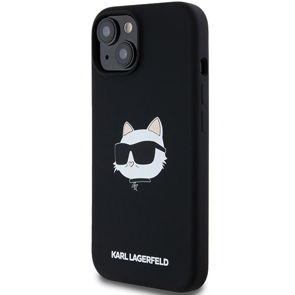 Pouzdro MagSafe pro Apple iPhone 15 Plus, Karl Lagerfeld, Silicone Choupette's Head, Černá