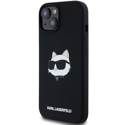 Pouzdro MagSafe pro Apple iPhone 15 Plus, Karl Lagerfeld, Silicone Choupette's Head, Černá