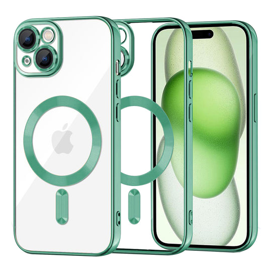 MagSafe pouzdro pro Apple iPhone 15 Plus, Techsuit, Luxury Crystal, Světle zelená