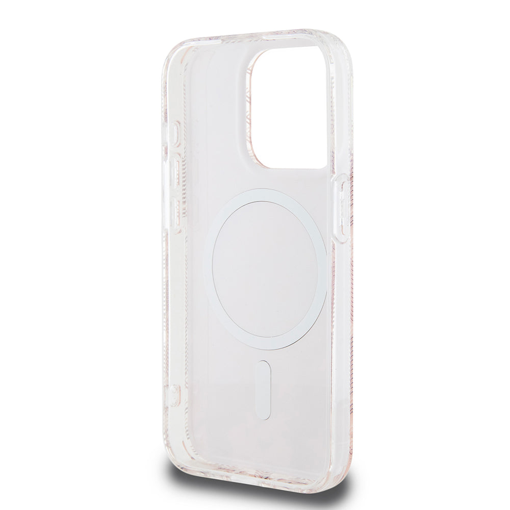 Pouzdro MagSafe pro Apple iPhone 15 Pro, Guess, IML Gcube, Růžové