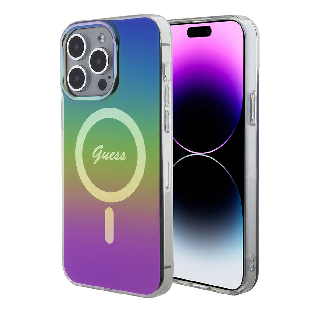 Pouzdro MagSafe pro Apple iPhone 15 Pro, Guess, IML Iridescent, Multicolor