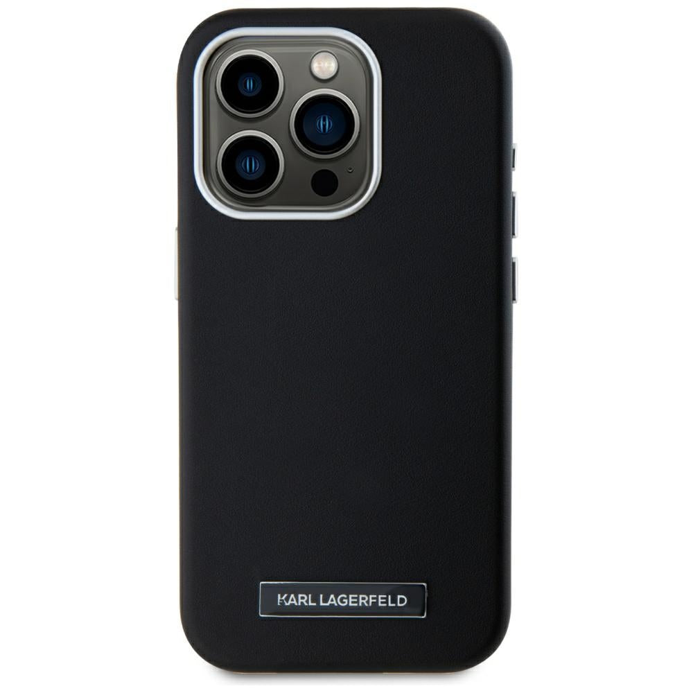 Pouzdro MagSafe pro Apple iPhone 15 Pro, Karl Lagerfeld, FW Metal Plate, Černá