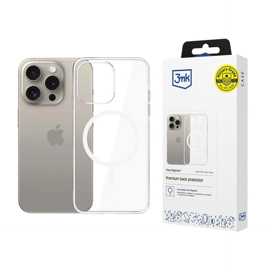 MagSafe pouzdro pro Apple iPhone 15 Pro Max, 3MK, Clear MagCase, průhledné