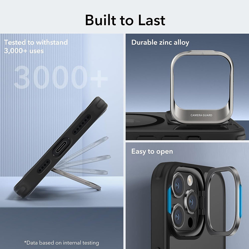 MagSafe Case for Apple iPhone 15 Pro Max, ESR, Classic Hybrid Kickstand, Black Transparent