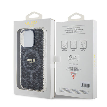 Pouzdro MagSafe pro Apple iPhone 15 Pro Max, Guess, IML Gcube, Černá