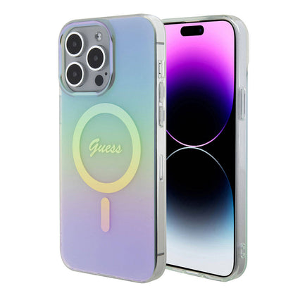 Pouzdro MagSafe pro Apple iPhone 15 Pro Max, Guess, IML Iridescent, Tyrkysová